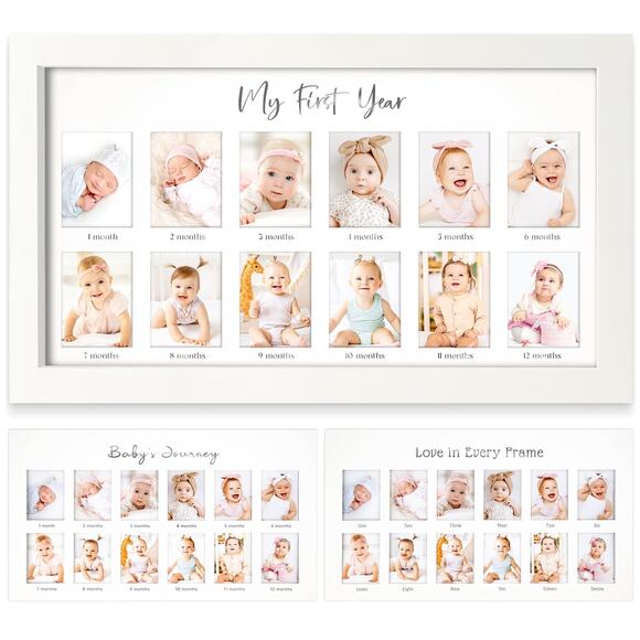 Baby's First Year White Photo Frame 12 Months NEW - Picture 1 of 5